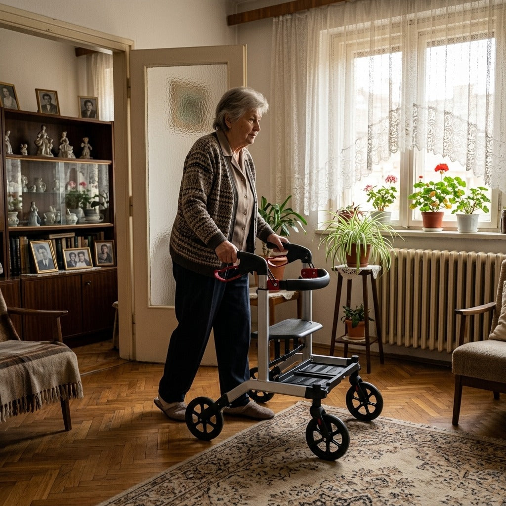 Összecsukható kültéri járókeret 8 hüvelykes PVC kerekekkel - otthon