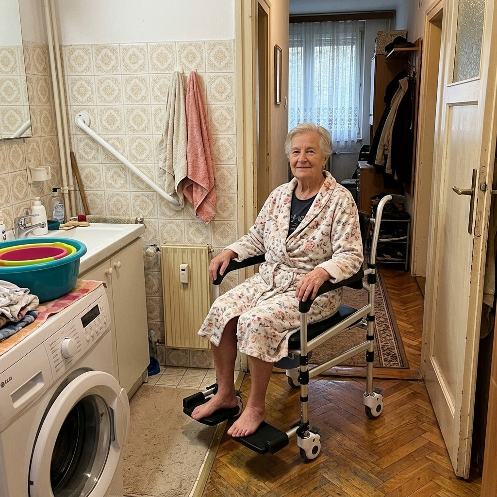 Összecsukható zuhanyszék kerekekkel - a mindennapokban
