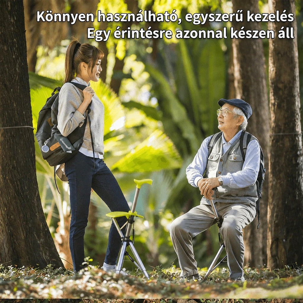 Összecsukható sétabot ülőkével