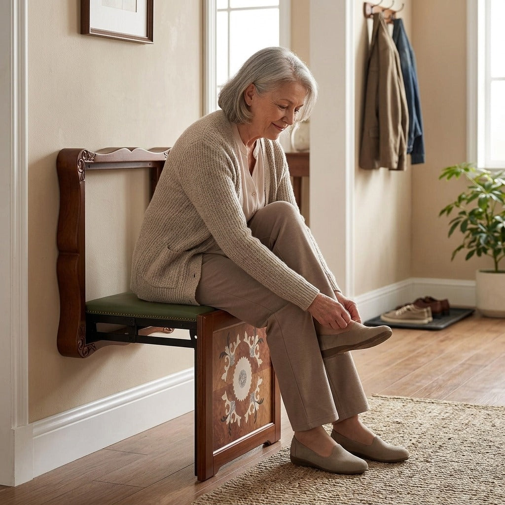 Folding Wall-Mounted Seat - in everyday life