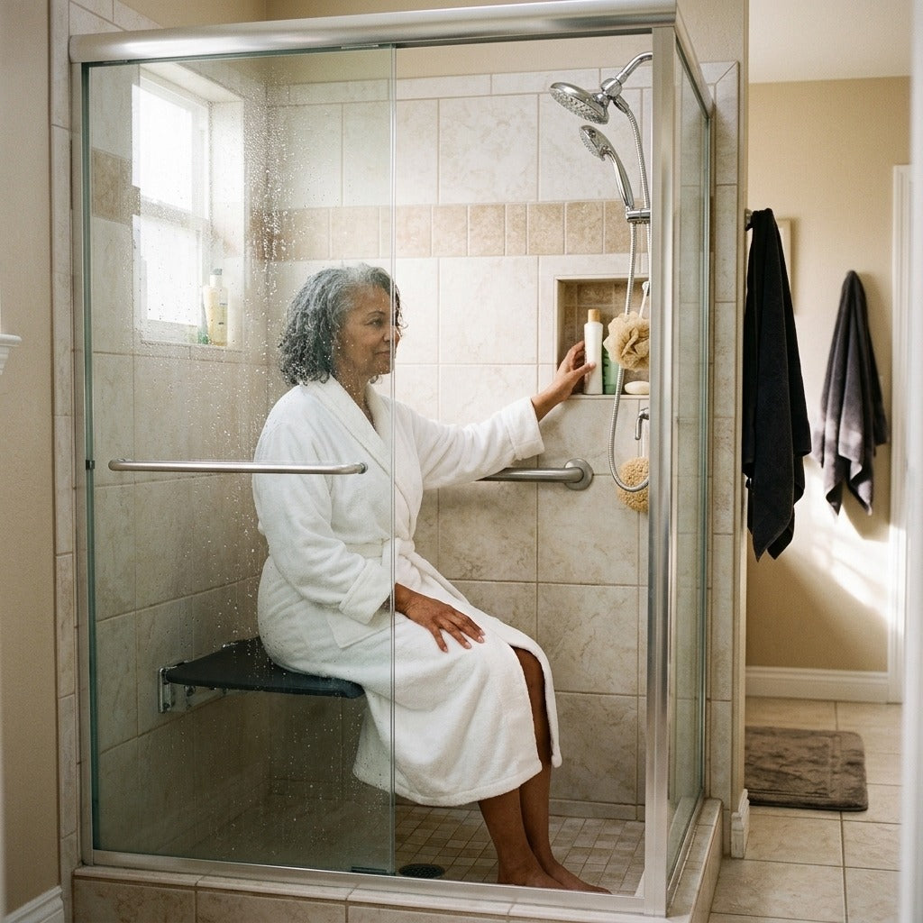 Folding Wall-Mounted Shower Chair - at home