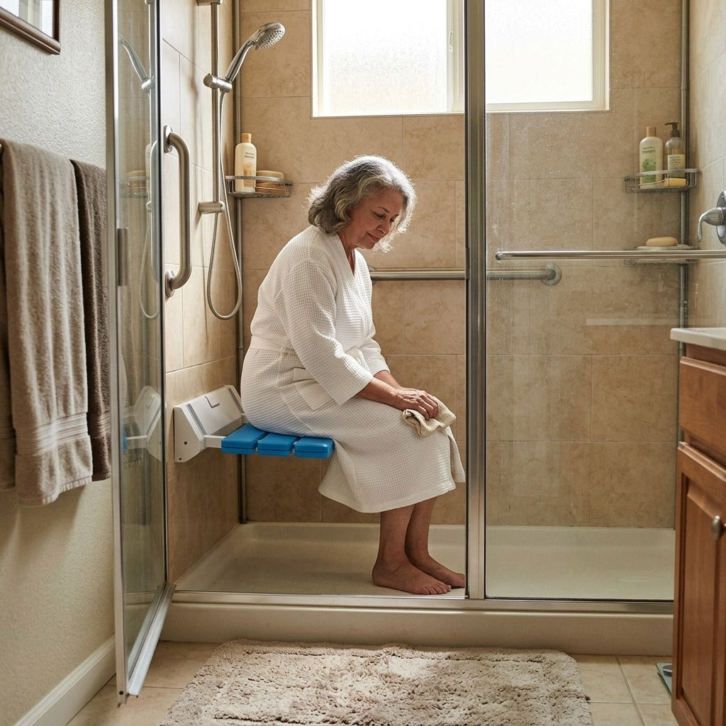 Folding Wall-Mounted Shower Seat - at home