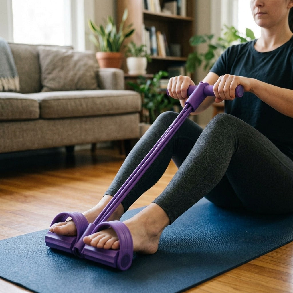 Foot Pedal Resistance Bands for Home Exercise - in use