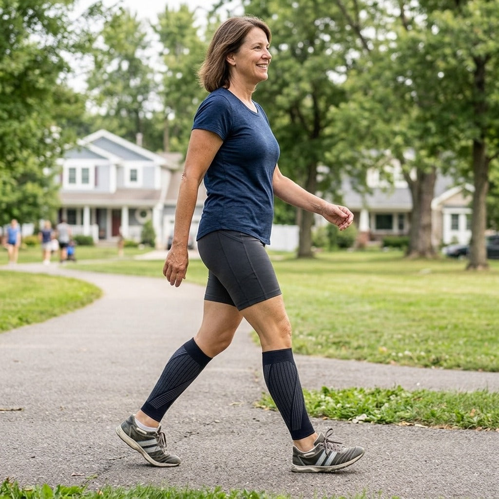 Footless Calf Compression Sleeves for Adults - in everyday life