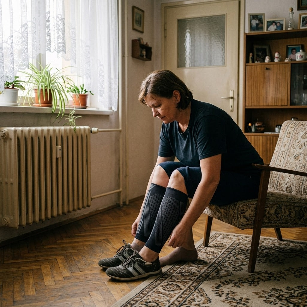 Lábfej nélküli kompressziós lábszárvédő felnőtteknek - otthon