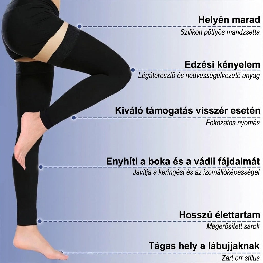 Lábfej nélküli combfix kompressziós harisnya, 23–32 mmHg