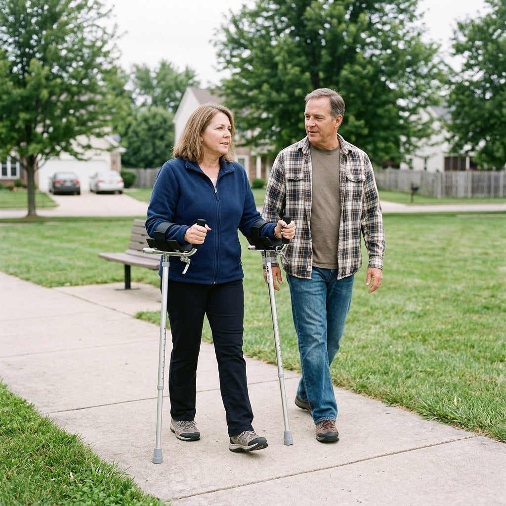 Forearm Crutch with Adjustable Handrail - in everyday life