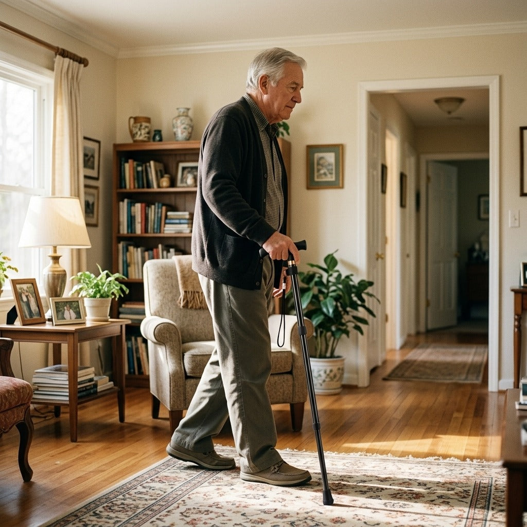 Four-Section Telescopic Walking Stick - at home