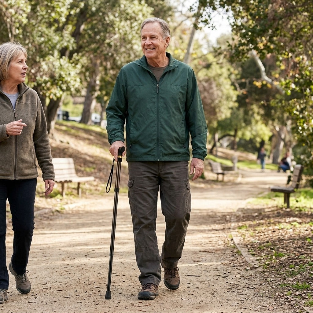 Four-Section Telescopic Walking Stick - in everyday life