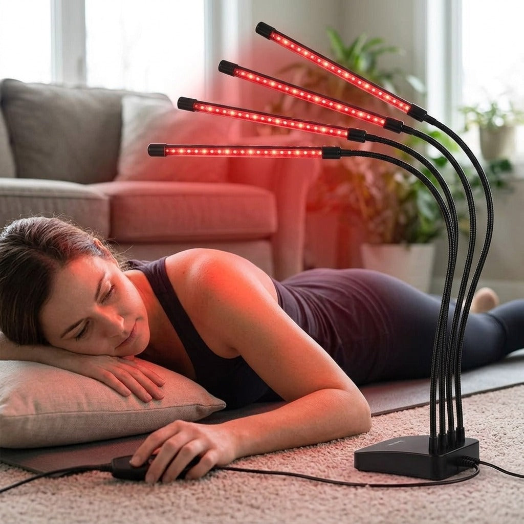 Full-Body Red Light Therapy Lamp, 660nm and 850nm - in use