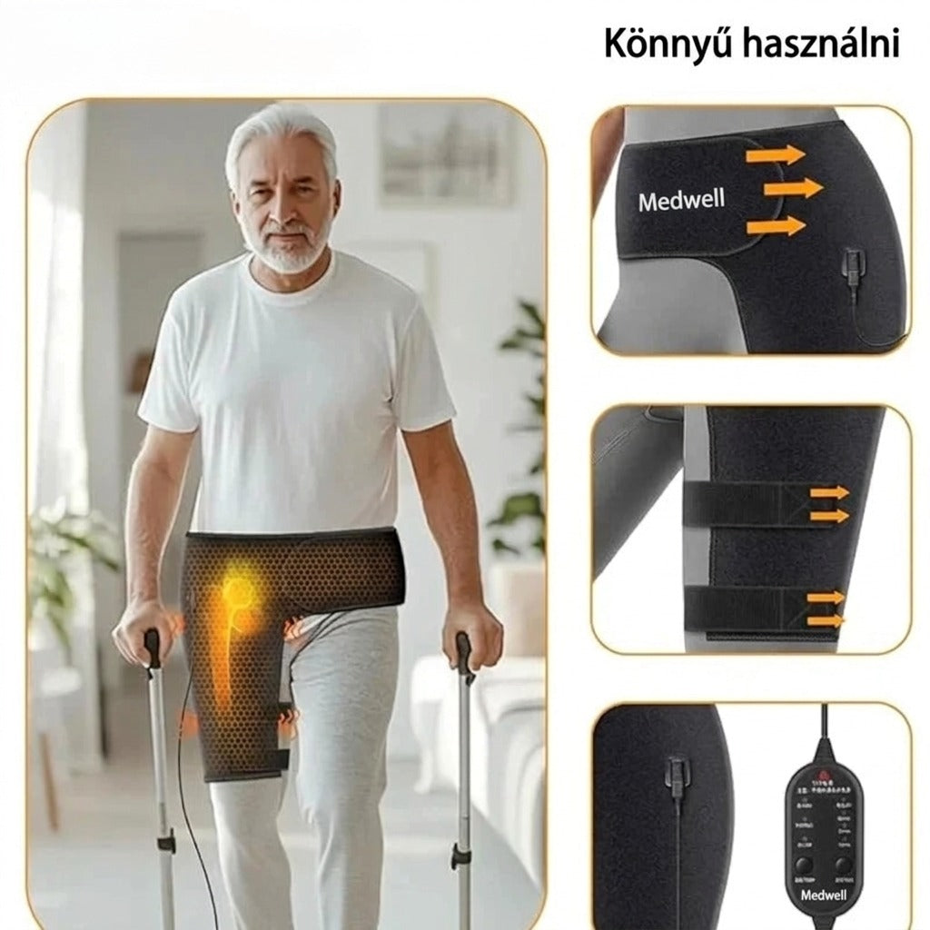 Teljes csípőrögzítő masszírozóval és melegítéssel, USB-ről