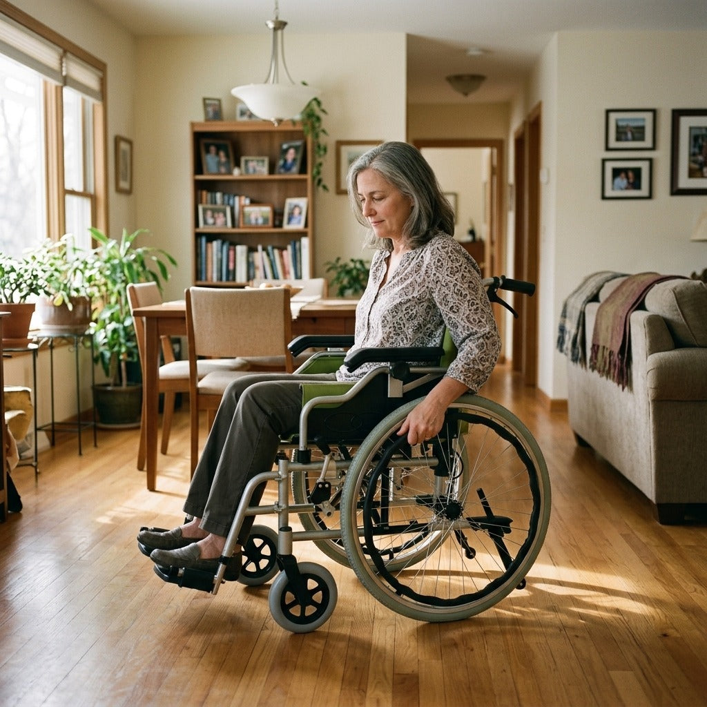 Green Manual Wheelchair, Foldable, 150 kg Capacity - at home