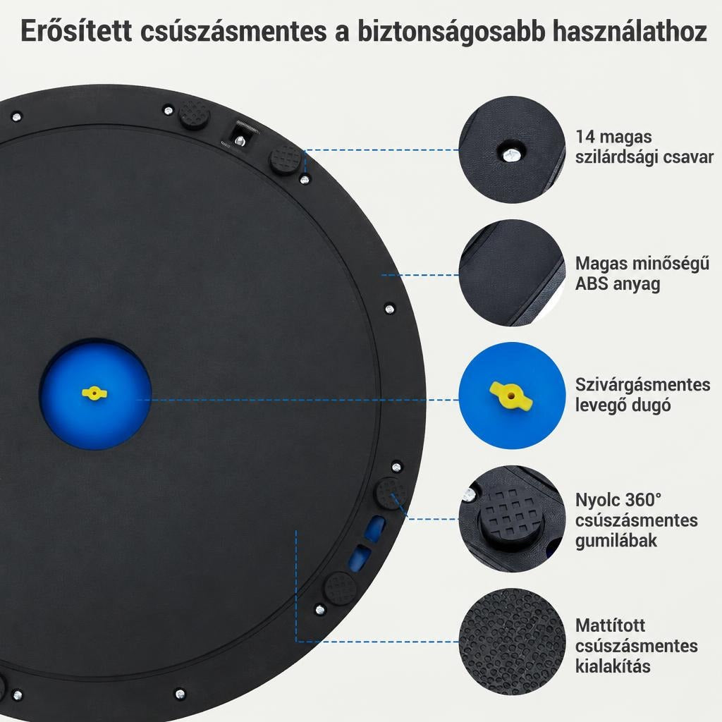 Félgömbös egyensúlyozó tréner gumiszalaggal és pumpával