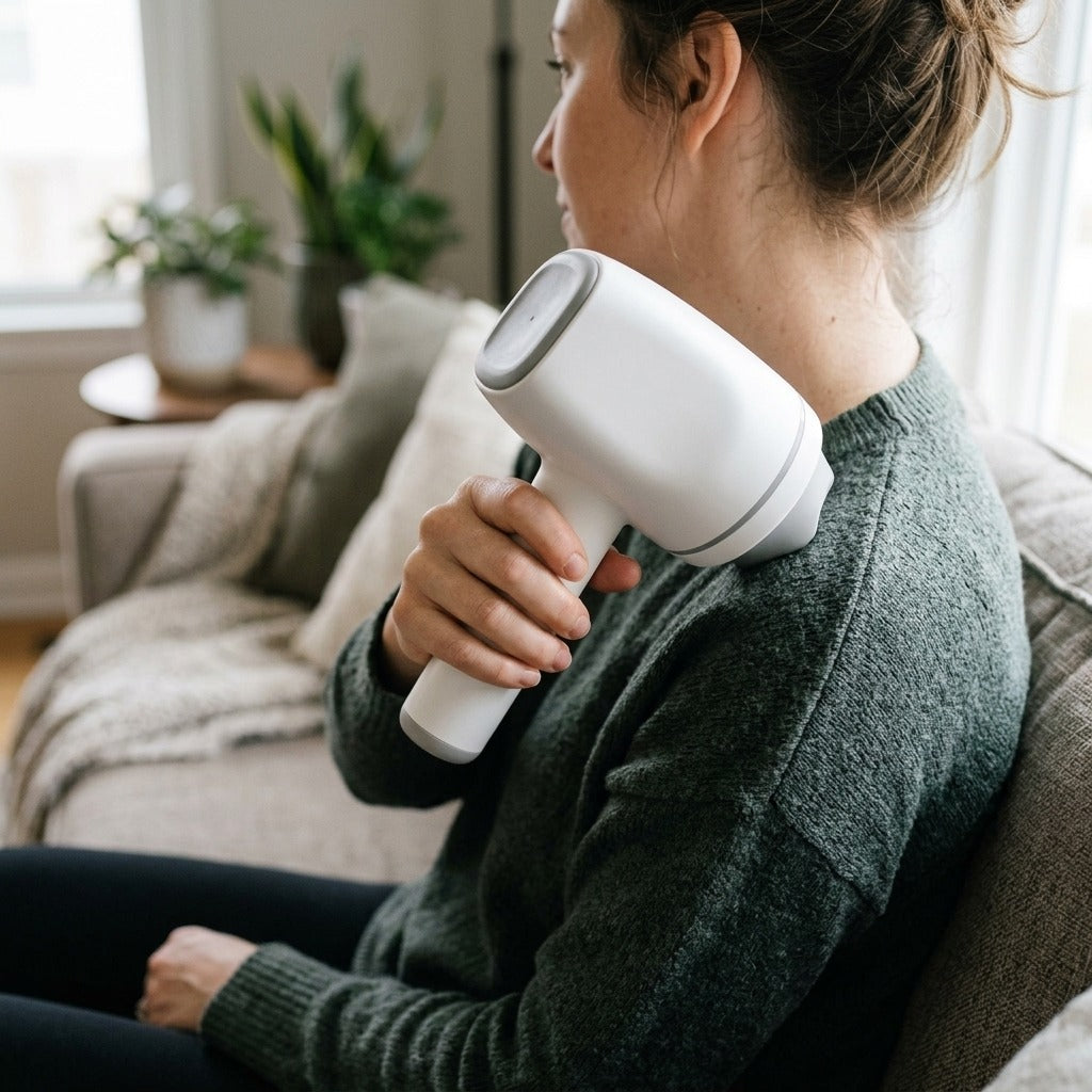 Handheld Electric Percussion Massager - in use
