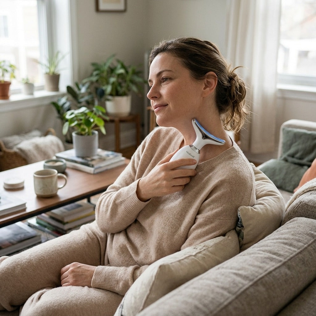 Handheld Neck and Face Vibration Massager - in everyday life