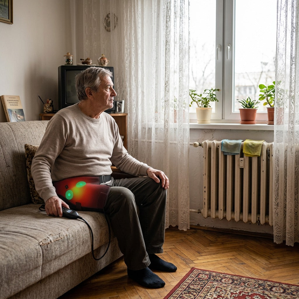 Melegítő csípőpánt vibrációs masszírozóval - otthon