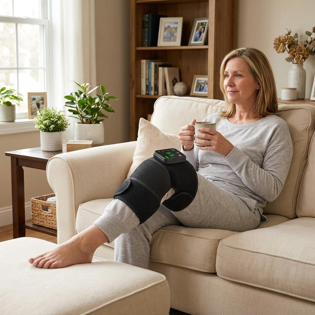 Heated Knee Massager with Vibration and Warm Compress, Rechargeable - in everyday life