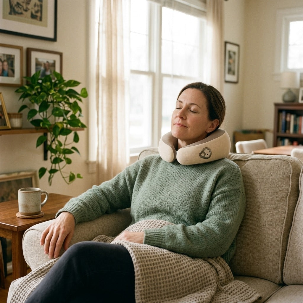 Heated Neck Massager Travel Pillow - at home
