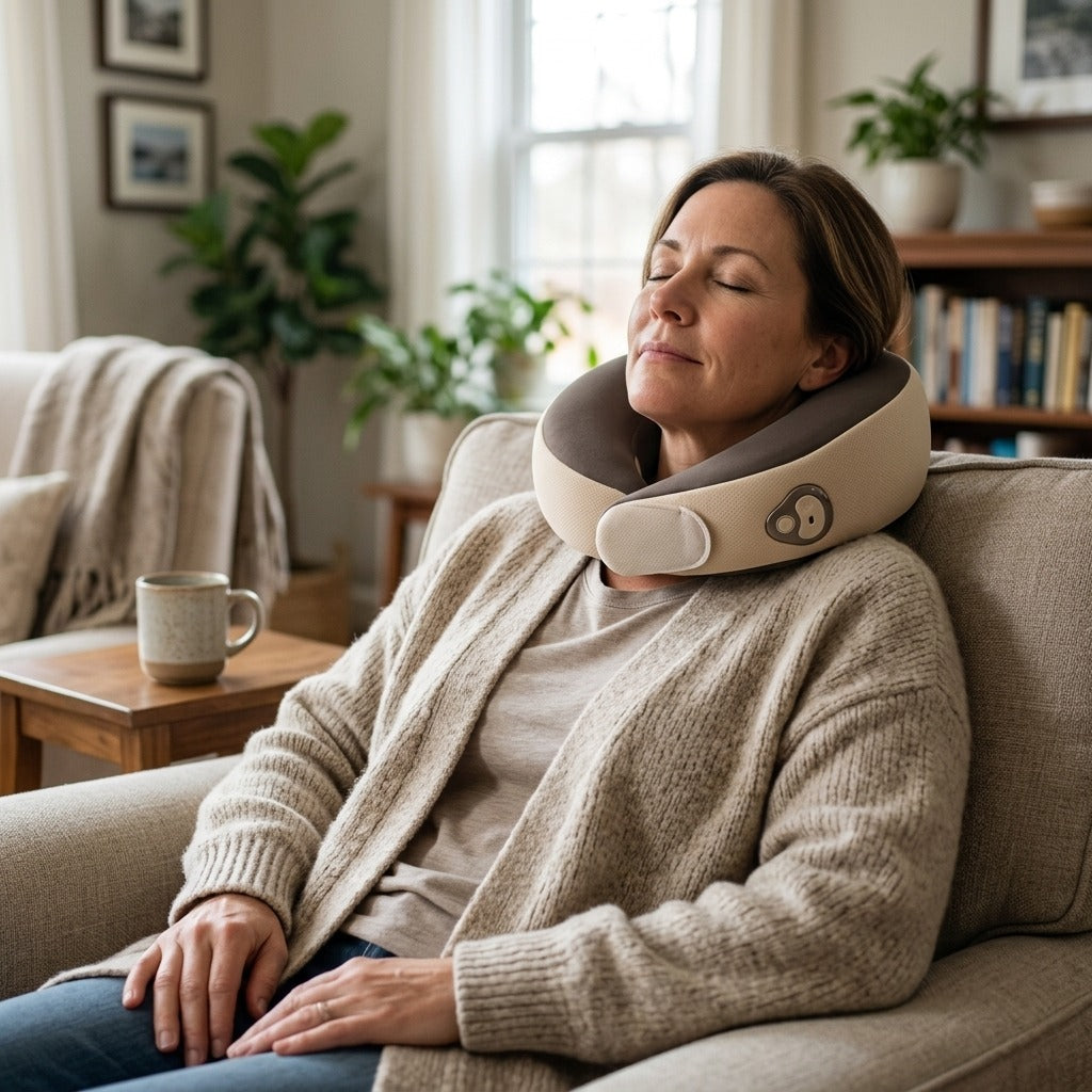 Heated Neck Massager Travel Pillow - in everyday life