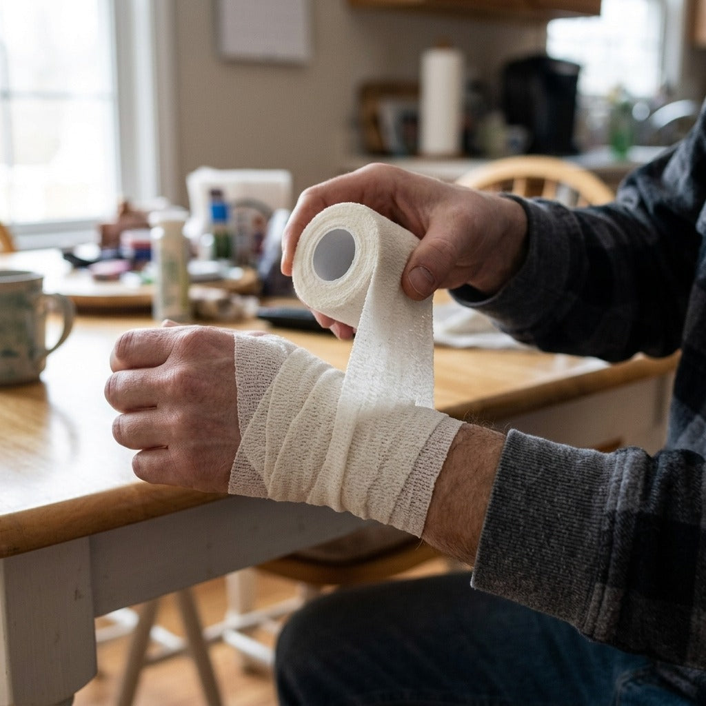 High-Elastic Self-Adhesive Bandage, White - in use