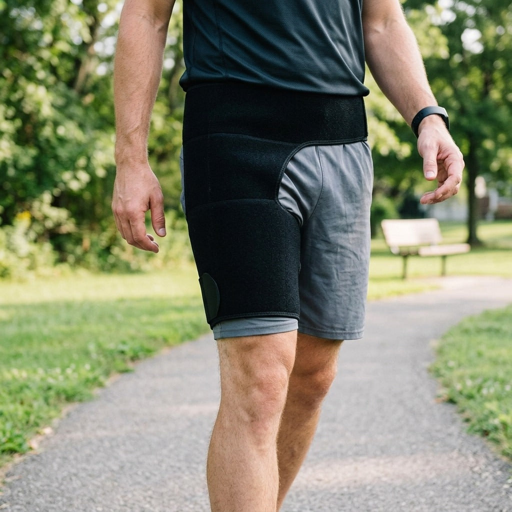 Hip and Thigh Compression Brace - in use