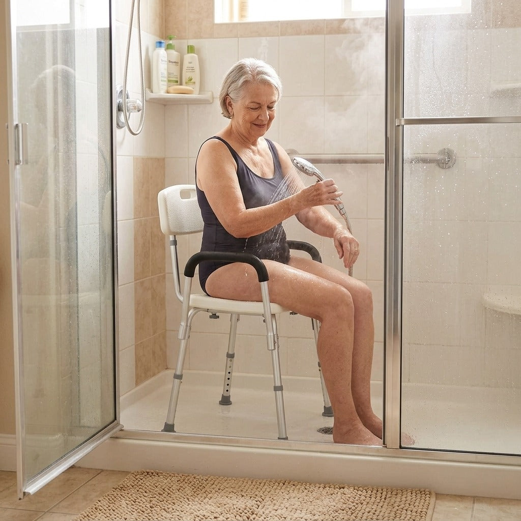 Medwell Adjustable-Height Shower Chair - in everyday life