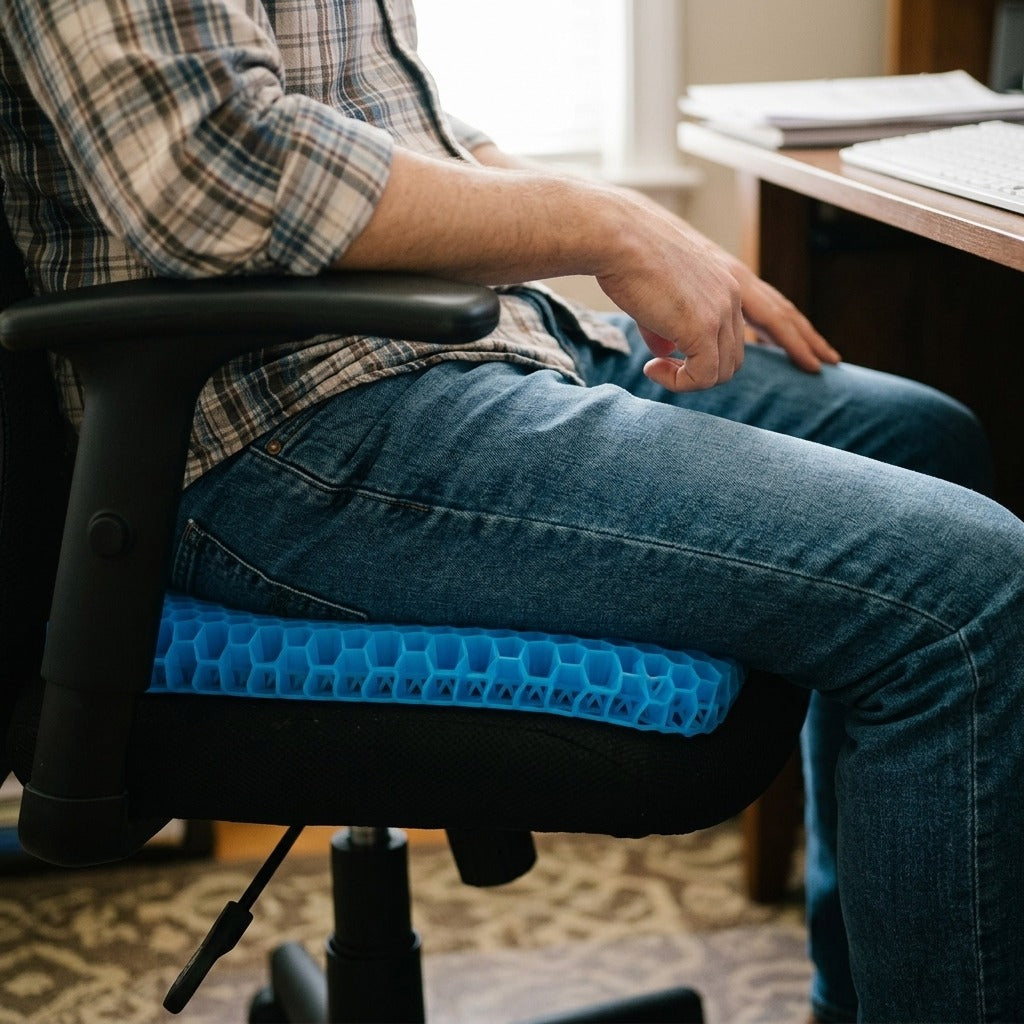 Honeycomb Gel Seat Cushion for Home, Office or Car - in use