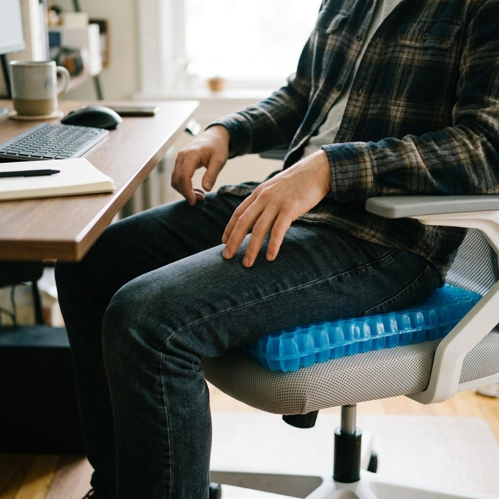 Honeycomb Gel Seat Cushion for Home, Office or Car - in use
