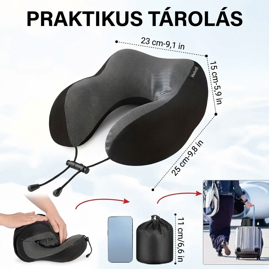 Kapucnis memóriahabos utazó nyakpárna