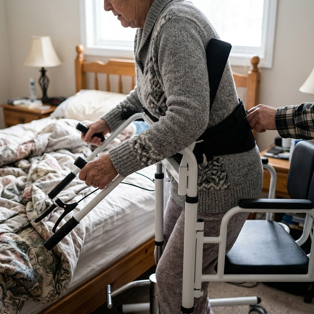 Hydraulic Patient Lift for Home Transfers - in use