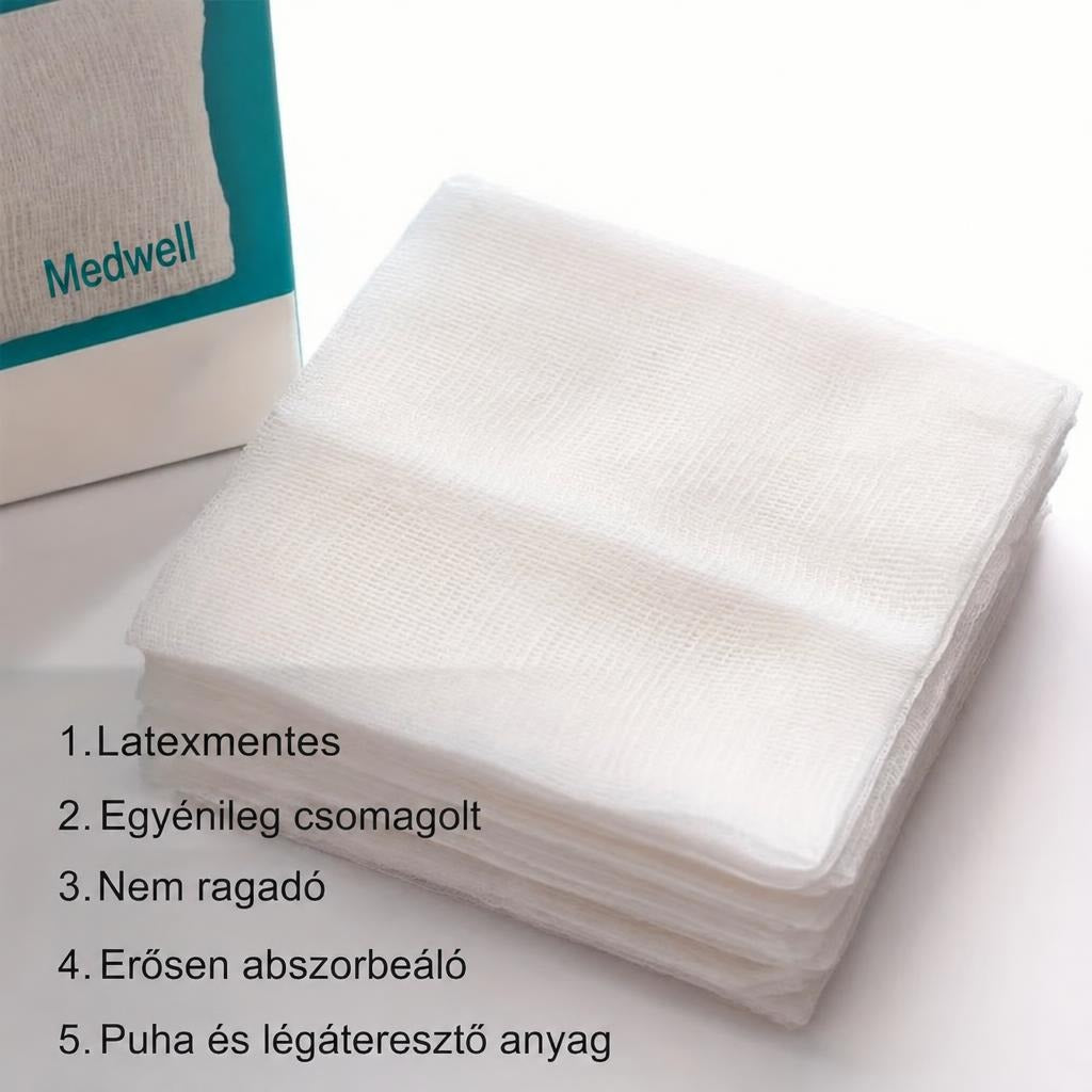 Egyenként csomagolt gézlap, 10 db