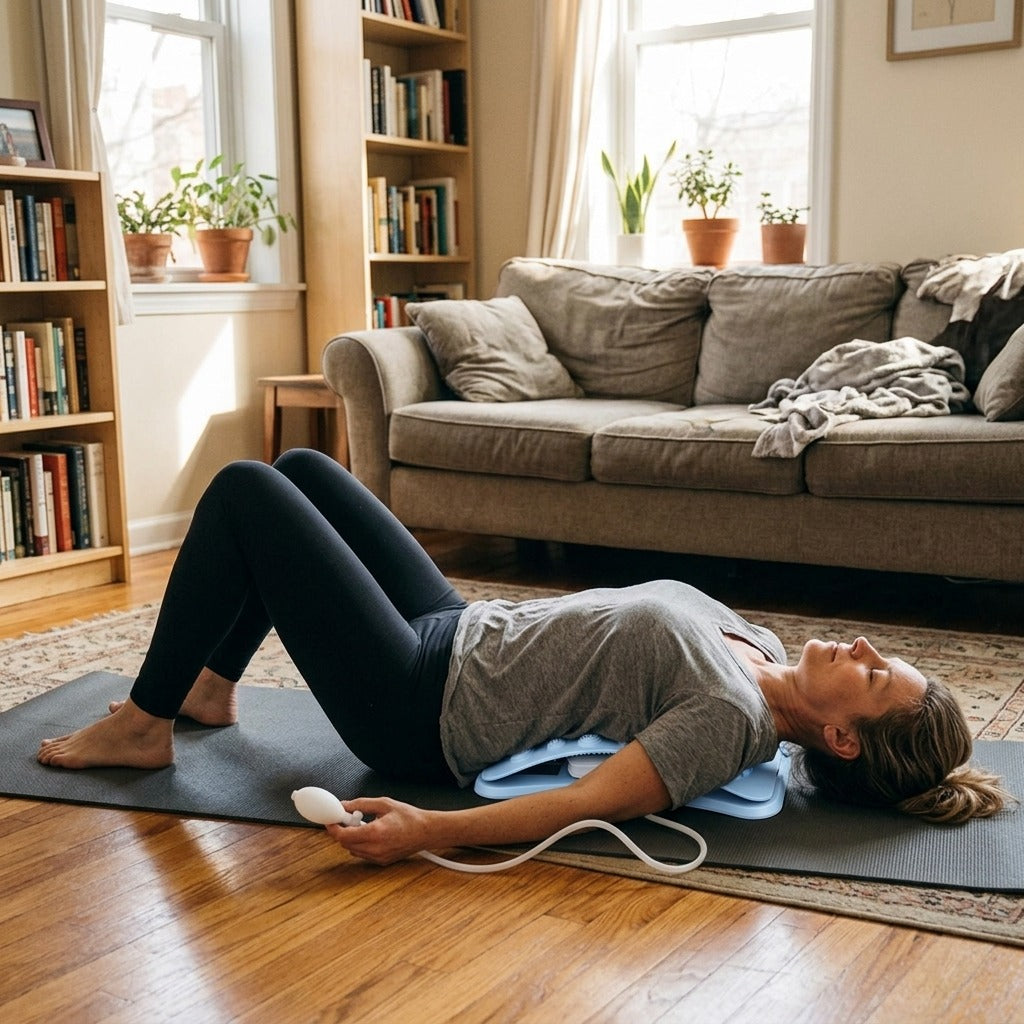 Inflatable Back Stretcher with Air Pump - at home