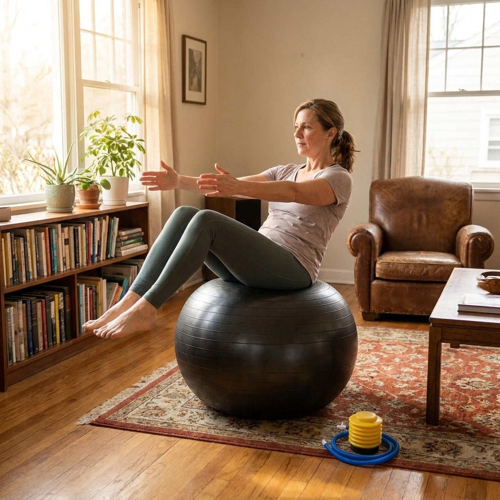 Inflatable Exercise Ball for Yoga and Home Training - at home