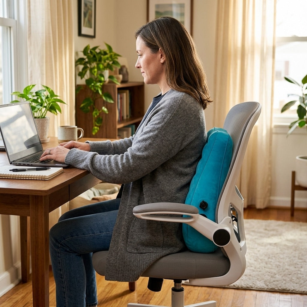 Inflatable Lumbar Support Pillow for Travel - at home