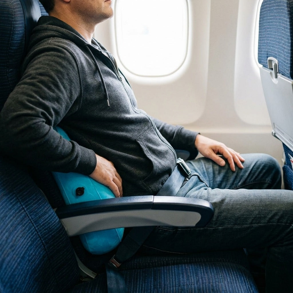 Inflatable Lumbar Support Pillow for Travel - in use