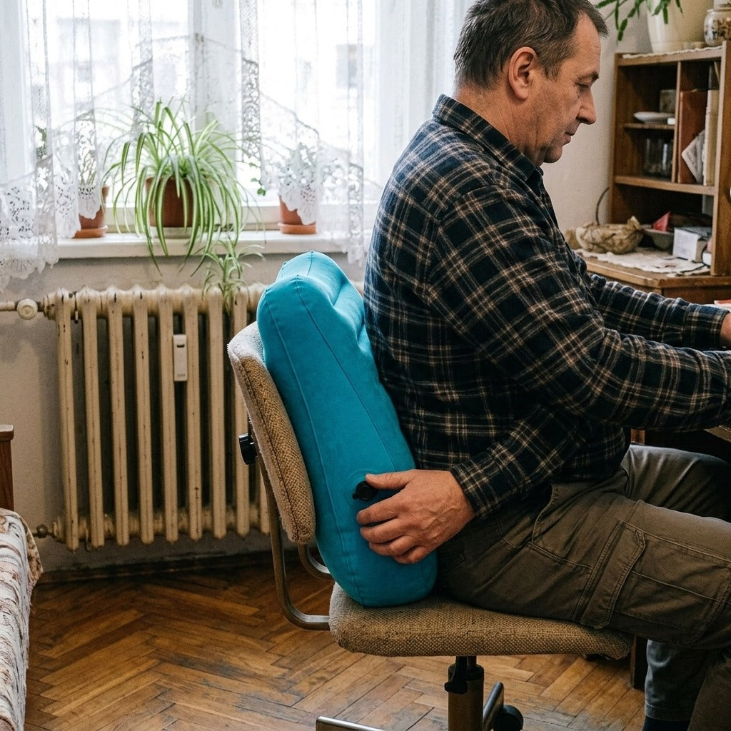 Felfújható deréktámasz utazáshoz - használat közben