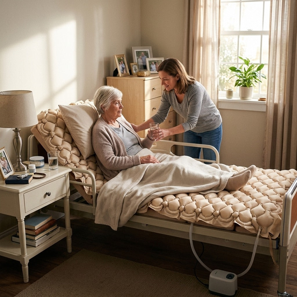 Inflatable Mattress for Home Care, 90 × 190 × 7 cm - at home