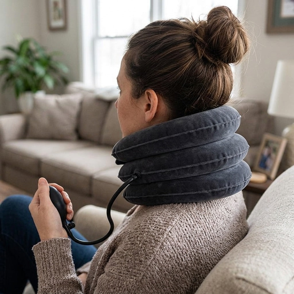 Inflatable Neck Stretcher for Support - in use