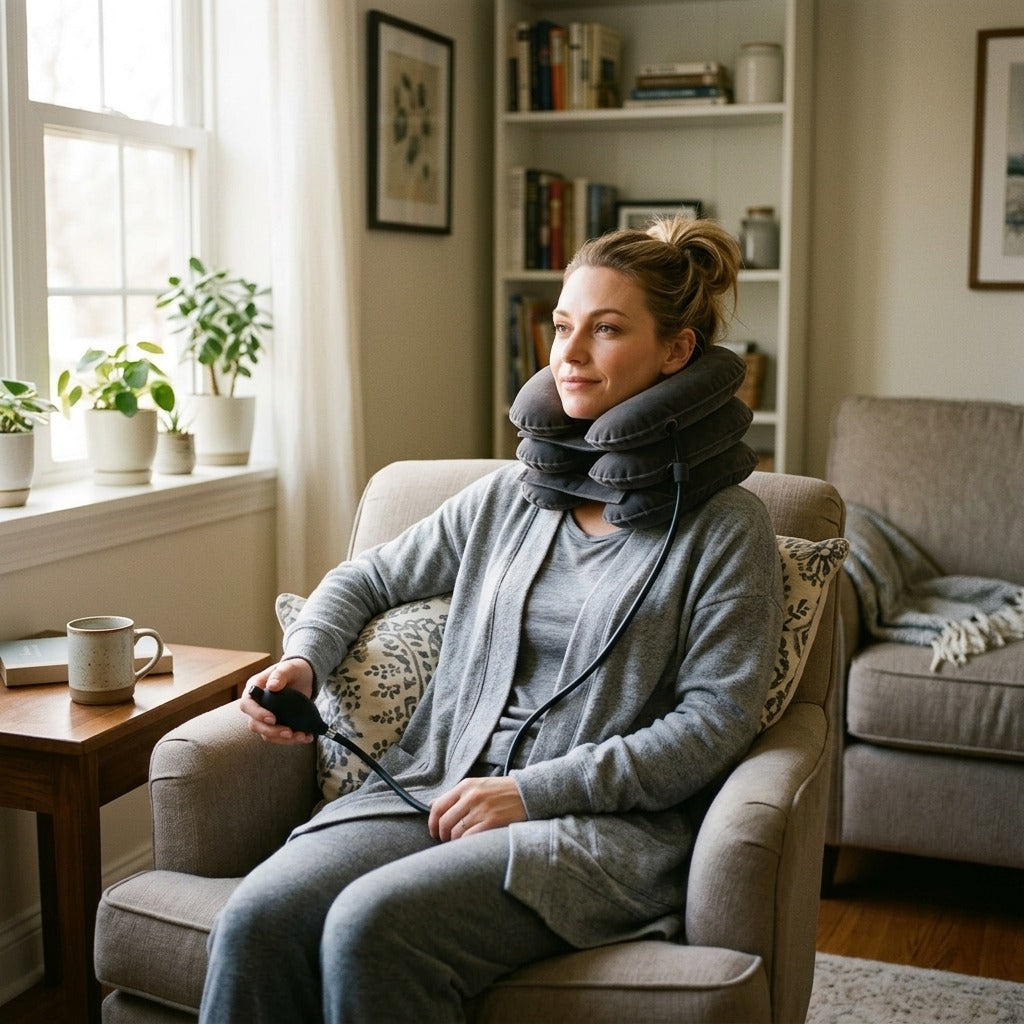 Inflatable Neck Stretcher Support Pillow - at home