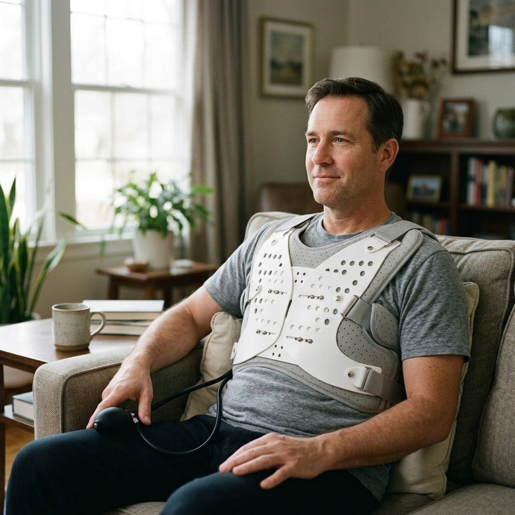 Inflatable Thoracic Back Support Brace - in everyday life