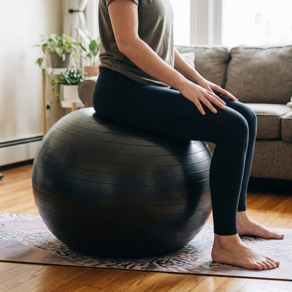 Inflatable Yoga and Exercise Ball - in use
