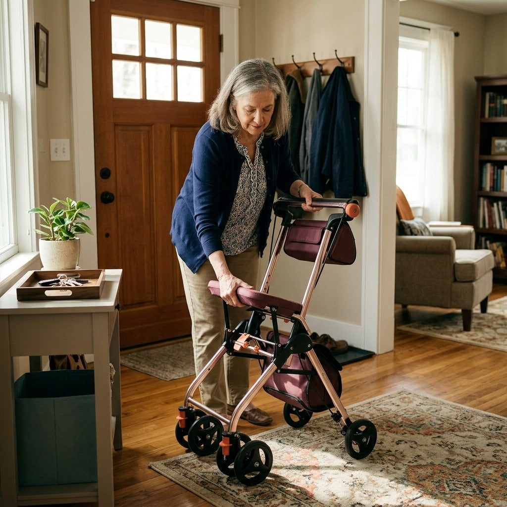 Medwell Ultralight Foldable Rollator - at home