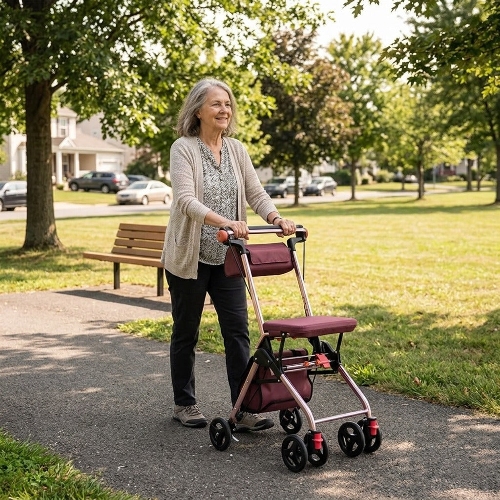 Medwell Ultralight Foldable Rollator - in everyday life