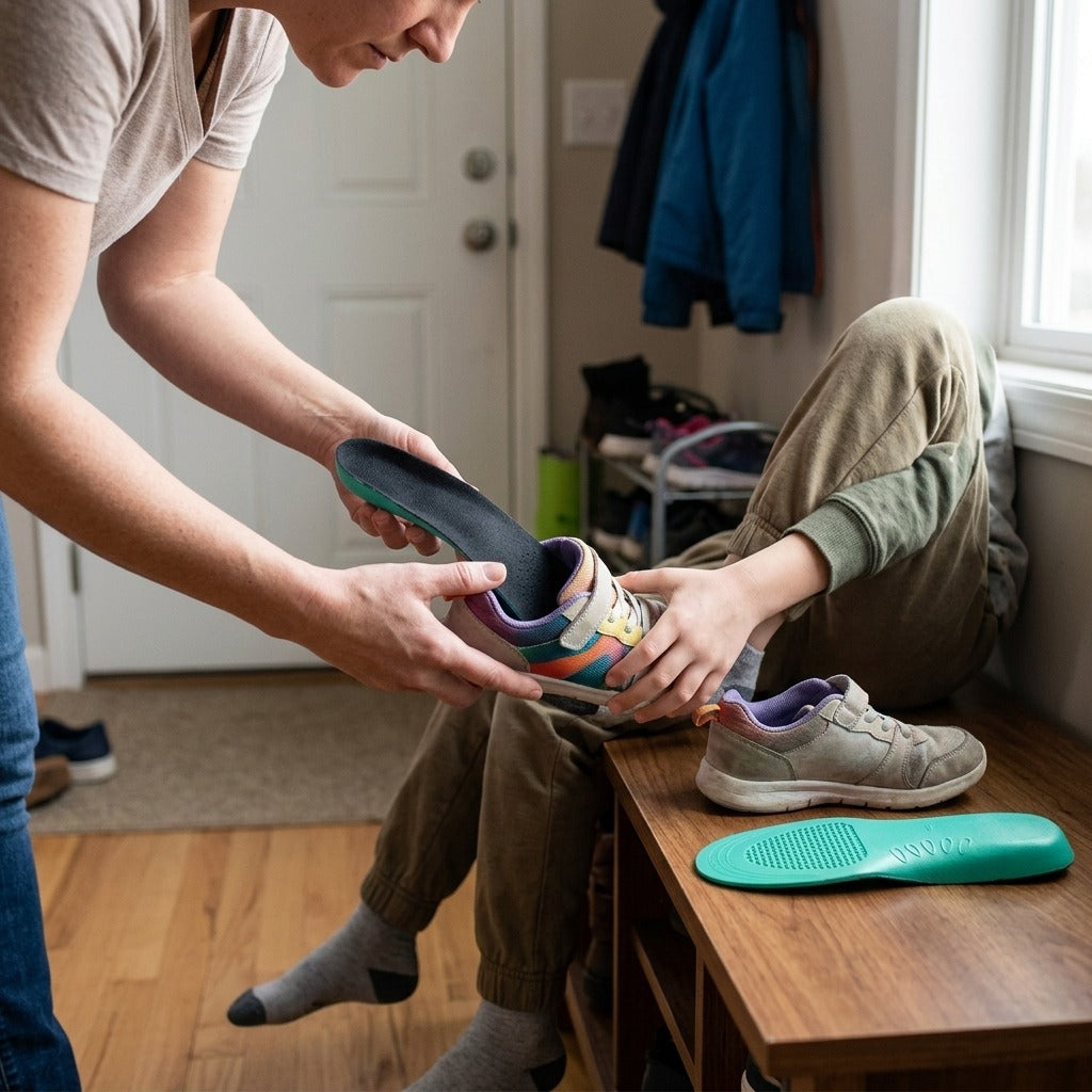 Kids Arch Support Shoe Insoles, Ages 7–13 - in use