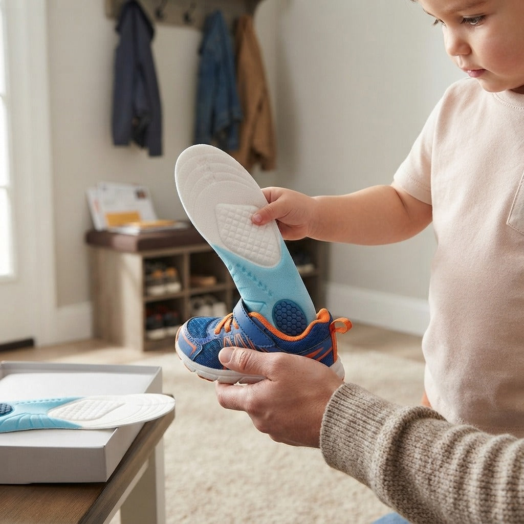 Kids Breathable Sports Insoles - in use