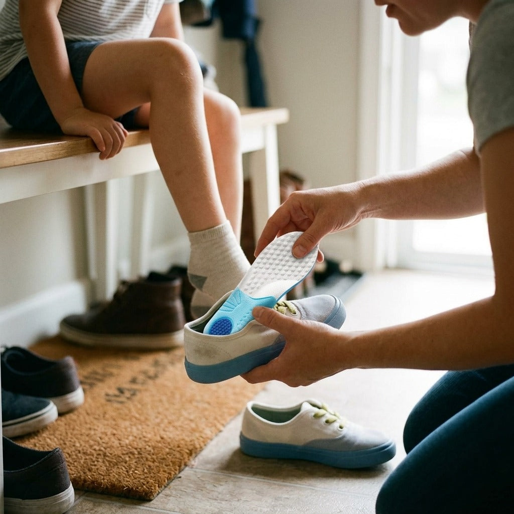 Kids Memory Foam Arch Support Insoles - in use