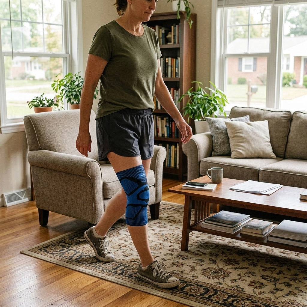 Knee Brace Support with Side Stabilizers - at home