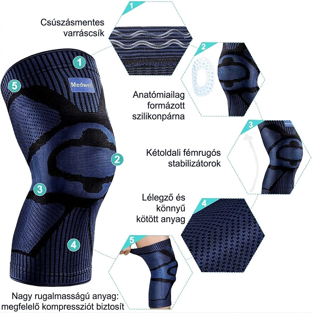 Térdtámasz oldalsó stabilizátorokkal