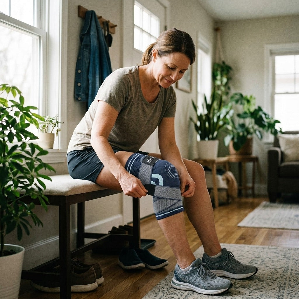 Knee Compression Sleeve Support for Men and Women - at home