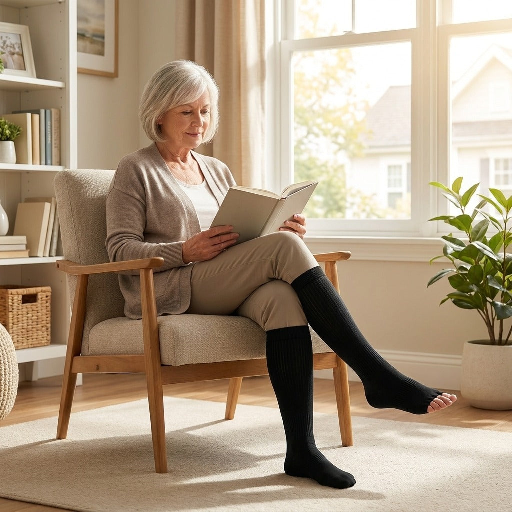 Knee-High Compression Socks, 2-Pack - at home